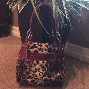 Animal Print Tote with Red Lining